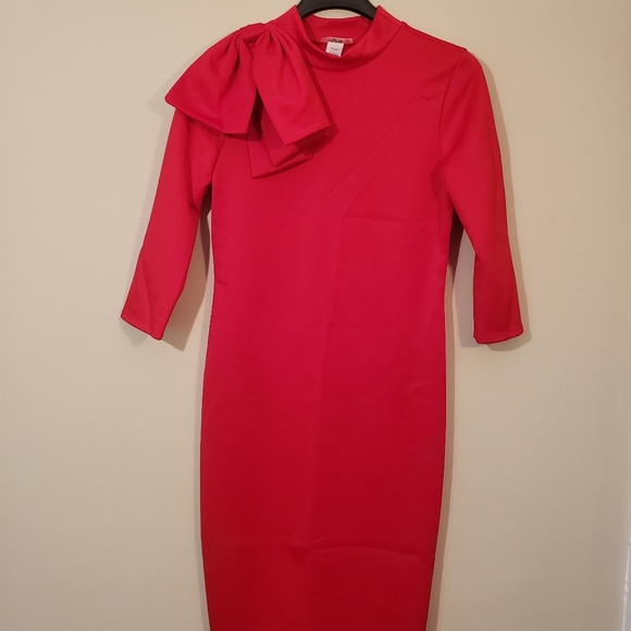 NEW Plus Size Retro 3/4 Sleeve Bow Evening Dress - Picture 4 of 7